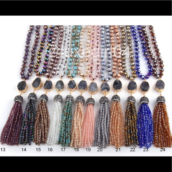 GORGEOUS Boho Long Druzy Crystal Tassel Necklaces! - Picture 3 of 6